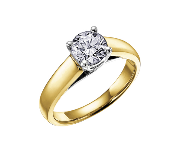 BAGUE STYLE SOLITAIRE EN OR 14K SERTIE D'UN DIAMANT CANADIEN - CR DX208Y30 - BIJOUX CANADIEN