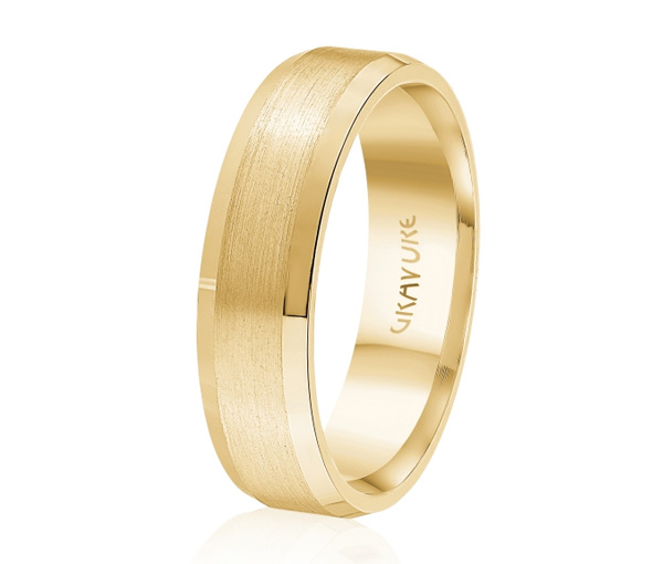 JONC EN OR OU EN PLATINE AVEC MOTIF BROSSÉ AU CENTRE - ML GH925Y18 - MALO 