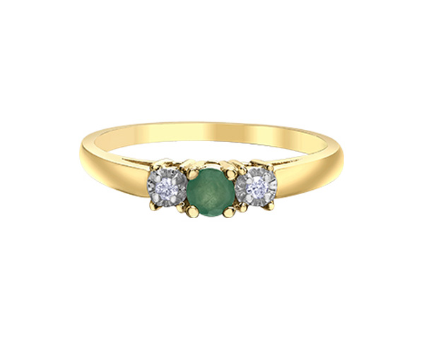 BAGUE EN OR SERTIE D'UNE ÉMERAUDE OU D'UN RUBIS OU D'UN SAPHIR ET DE DIAMANTS - CR DX183YEM - BIJOUX CANADIEN