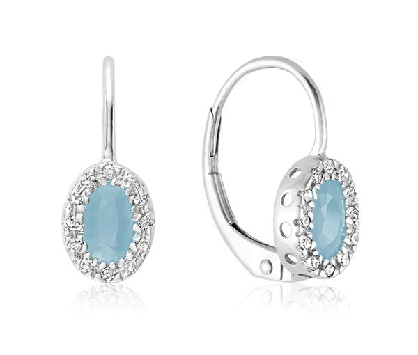 BOUCLES EN OR 10K BLANC SERTIES DE DIAMANTS ET DE PIERRES DE NAISSANCES VARIÉES - BR 13041001AQ - Bijoux d'importation