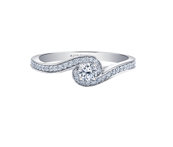 BAGUE EN OR BLANC SERTIE D'UN DIAMANT CANADIEN ET DE DIAMANTS - CR ML712W38 - DIAMANT CANADIEN
