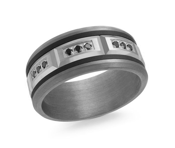 JONC EN TANTALE ET OR 14K SERTI DE DIAMANTS - ML MRDTC05WB - MALO 