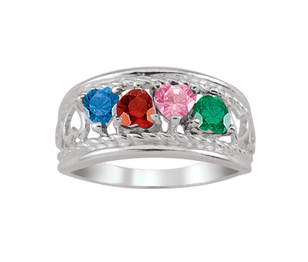 BAGUE FAMILLIALE EN ARGENT OU EN OR SERTIE DE 2 À 5 PIERRES - PG 20191W/14 - PERSONALIZED GEM