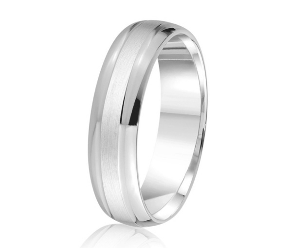 JONC EN OR OU PLATINE AVEC MOTIF SATINÉ AU CENTRE - ML GH842PT - MALO 
