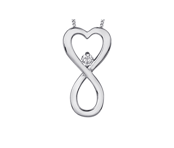 PENDENTIF COEUR//INFINI EN OR ROSE, JAUNE OU BLANC SERTI D'UN DIAMANT CANADIEN - CR AM566W - DIAMANT CANADIEN
