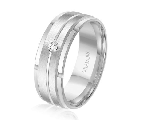 JONC EN OR OU EN PLATINE SERTI D'UN DIAMANT - ML GHD1758W14 - MALO 