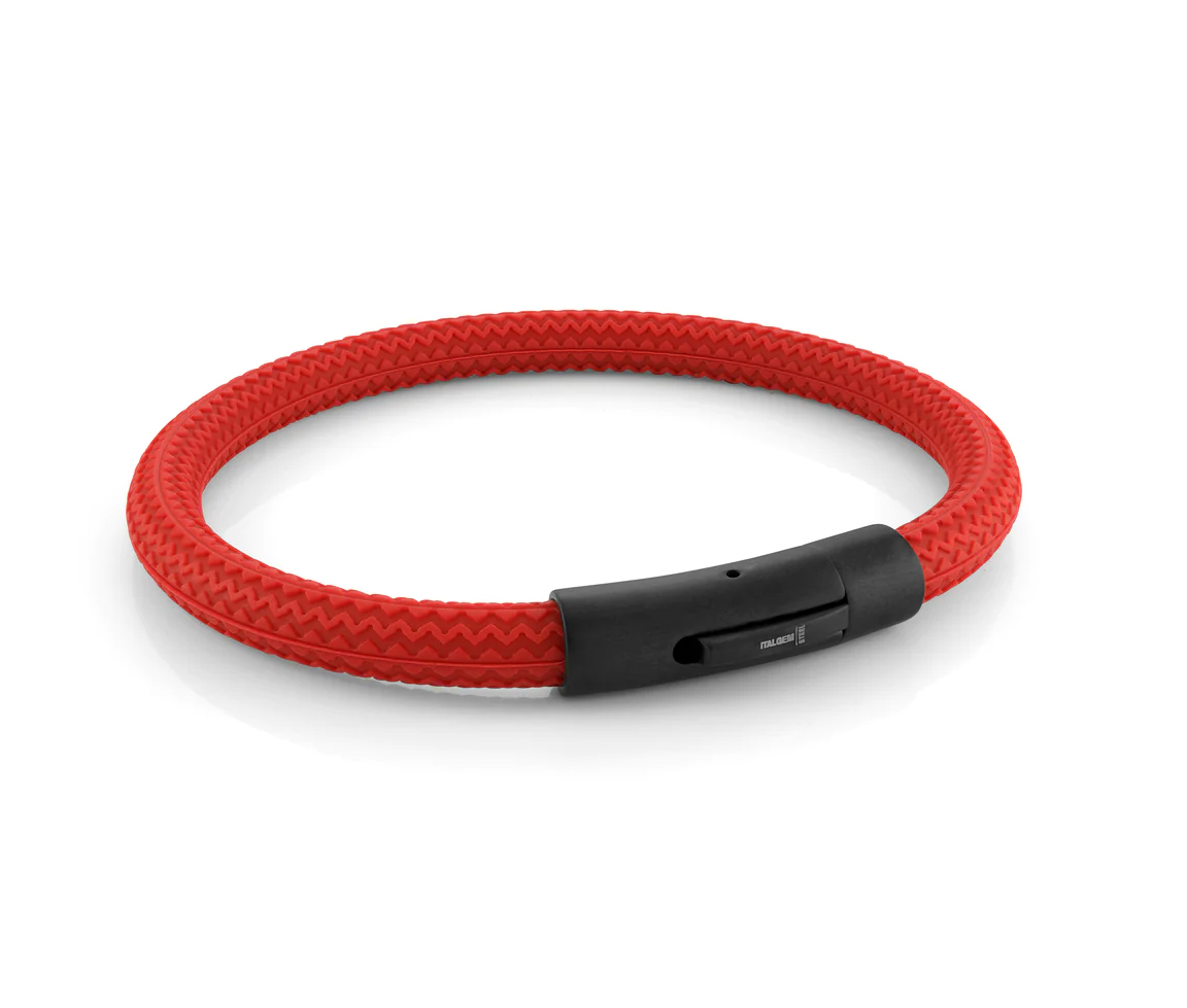 BRACELET EN CAOUTCHOUC À MOTIF PNEU AVEC FERMOIR EN ACIER - IG SBR13/7.5 - ITALGEM