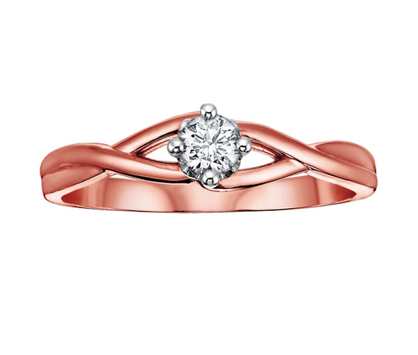 BAGUE EN OR 10K SERTIE D'UN DIAMANT - CR DX482R05 - BIJOUX CANADIEN