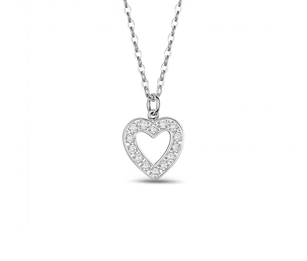 PENDENTIF COEUR AJOURÉ EN ACIER SERTI DE CUBIQUES ZIRCONIAS - AZ ZWP01W - AREZZO