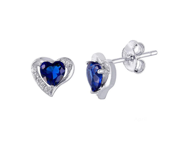 BOUCLES EN FORME DE COEUR SERTIES DE CUBIQUES ZIRCONIAS AUX COULEURS DE PIERRES DE NAISSANCES - SP STE01028/09 - BIJOUX D'IMPORTATION