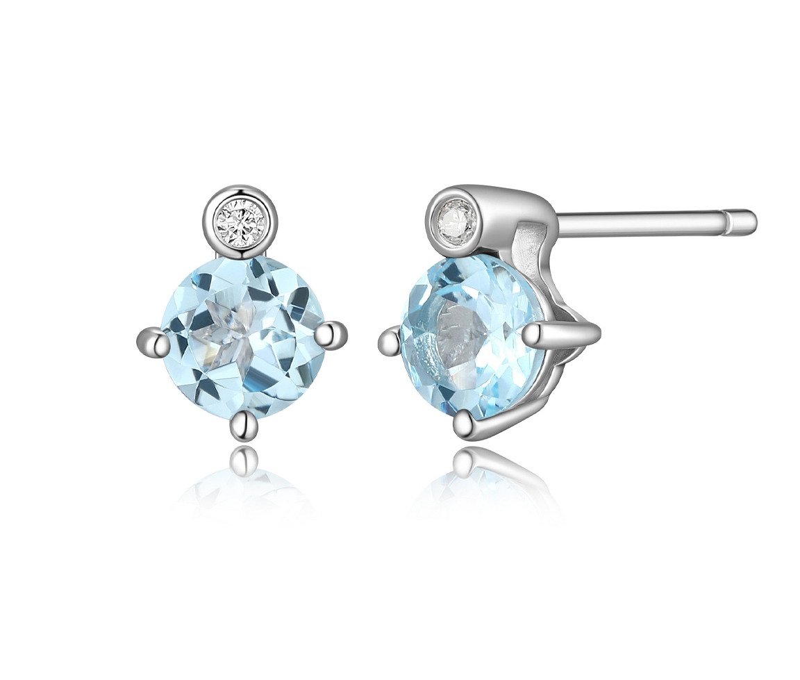 BOUCLES ELLE EN ARGENT RHODIE SERTIES DE PIERRES DE NAISSANCES VARIEES VERITABLES ET DE DIAMANTS DE LABORATIRE - PJ R2LCQ91258 - ELLE