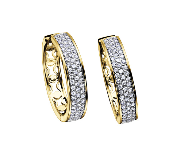BOUCLES HUGGIES EN OR SERTIES D'UN CARAT DE DIAMANTS - CR DX443Y100 - BIJOUX CANADIEN