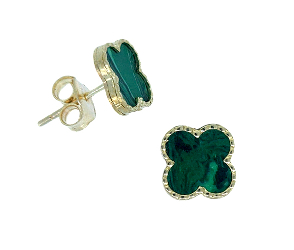 BOUCLES FIXES TRÈFLES EN OR JAUNE SERTIES DE PIERRES DE COULEURS VARIÉES - CB TREBOUMA - CBE