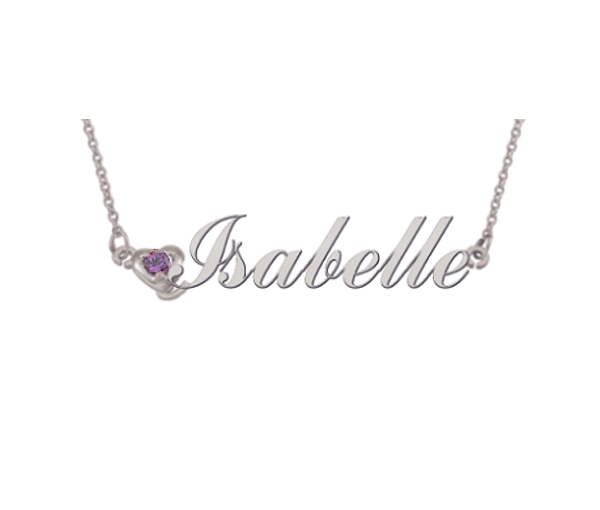 COLLIER NOM PERSONNALISÉ EN ARGENT OU EN OR SERTI D'UNE PIERRE - PG 60191ARG - PERSONALIZED GEM
