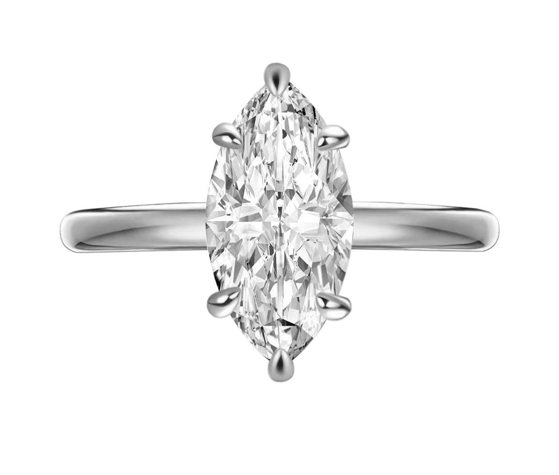 BAGUE MOISSANITE MARQUISE - SC BDMM6X12W - BIJOUX D'IMPORTATION