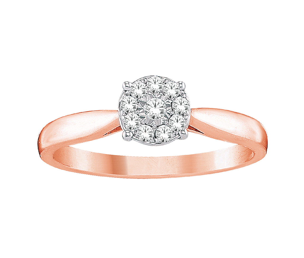 BAGUE EN OR 10K SERTIE DE DIAMANTS DONNANT L'ILLUSION D'UN CARAT - SK R14566R15 - BIJOUX D'IMPORTATION