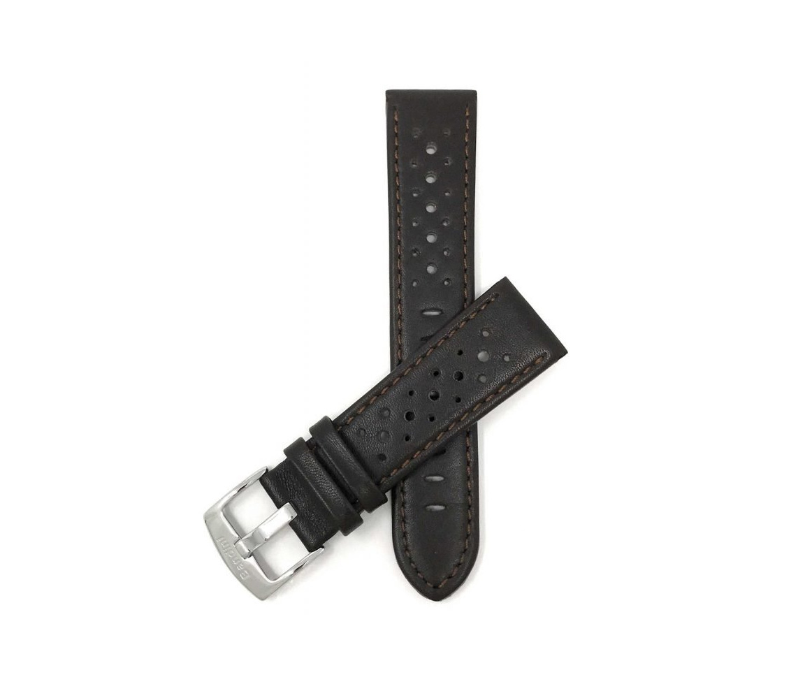 BRACELET DE MONTRE EN CUIR STYLE RACER (PERFORÉ) AVEC SURPIQÛRES