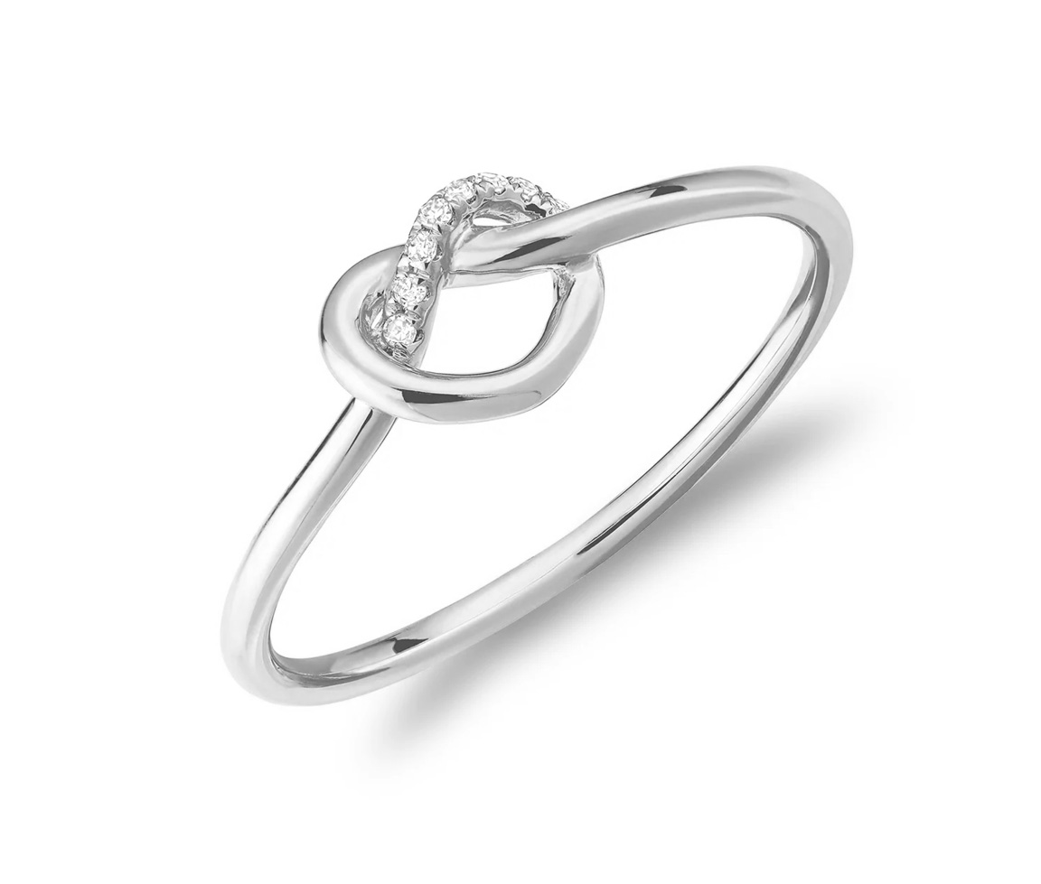 BAGUE NOEUD EN OR 10K SERTIE DE DIAMANTS - BR 020410KNW - Bijoux d'importation