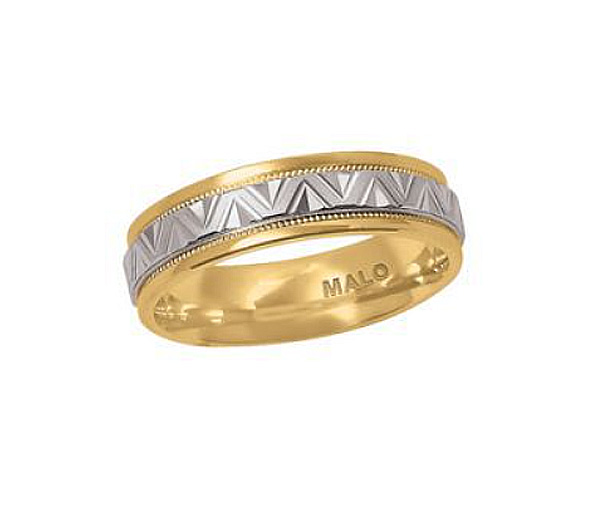 JONC EN OR TAILLÉ DIAMANT CONFORT FIT À MOTIF EN V - ML JM212/6YW - MALO 