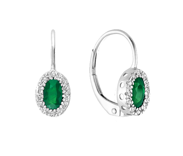 BOUCLES EN OR 10K BLANC SERTIES DE DIAMANTS ET DE PIERRES DE NAISSANCES VARIÉES - BR 13041001EM - Bijoux d'importation