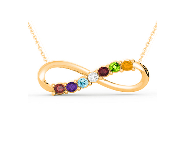 PENDENTIF FAMILIAL INFINI EN ARGENT OU EN OR SERTI DE PIERRES VÉRITABLES - BH FG104PY14 - BEVERLY HILLS