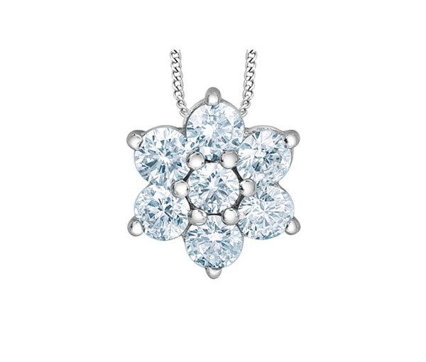 PENDENTIF FLEUR EN OR BLANC SERTI DE DIAMANTS DE LABORATOIRE - CR 70040 - BIJOUX CANADIEN