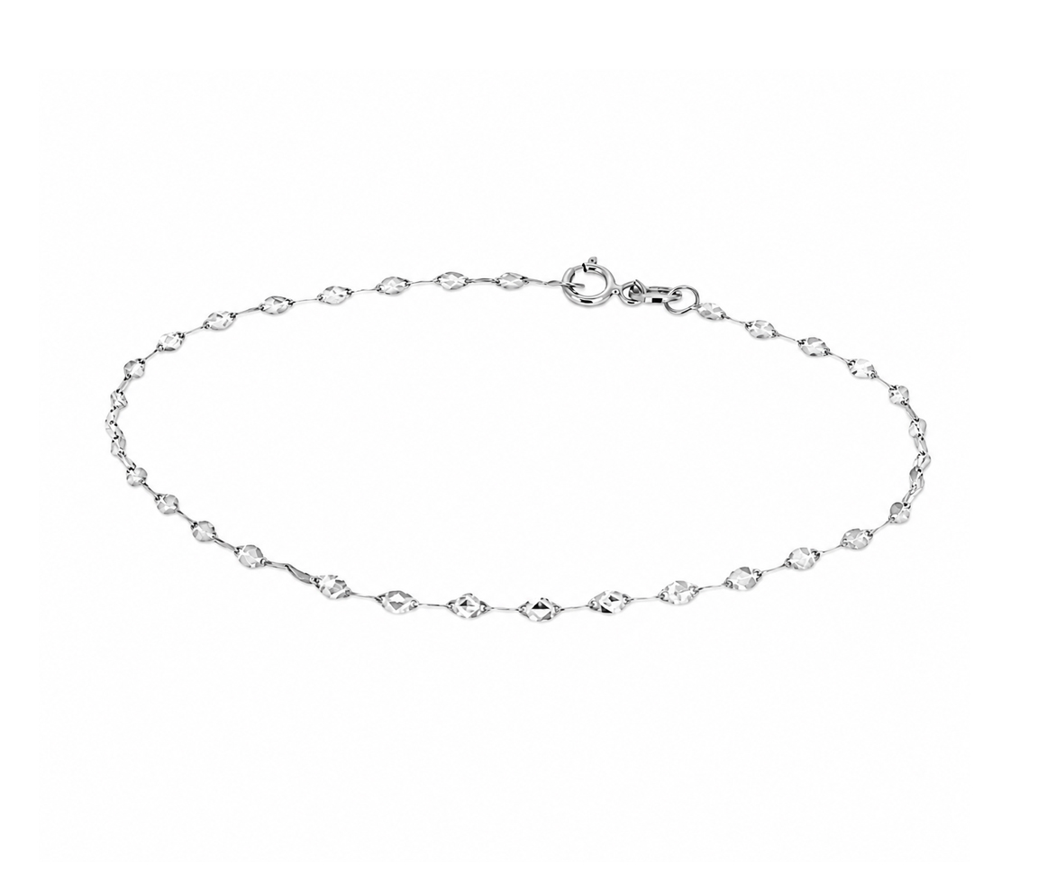 BRACELET À MAILLE PLAQUE OVALE TAILLÉE DIAMANT - MB PLDC02W07 - BIJOUX D'IMPORTATION