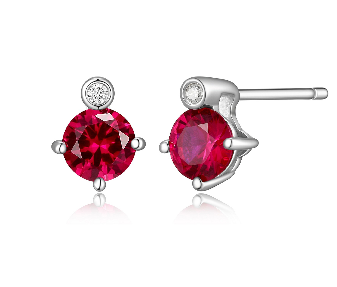 BOUCLES ELLE EN ARGENT RHODIE SERTIES DE PIERRES DE NAISSANCES VARIEES VERITABLES ET DE DIAMANTS DE LABORATIRE - PJ R2LCQ90158 - ELLE