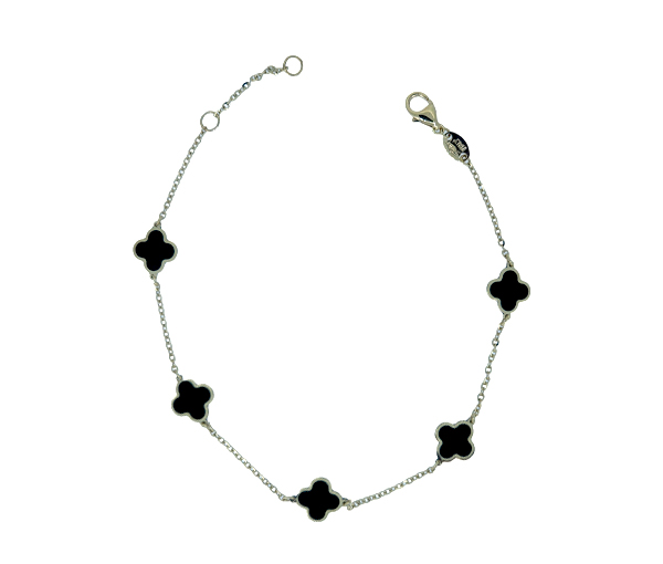 BRACELET TRÈFLES EN OR JAUNE SERTI DE LAPIS, DE NACRE OU D'ONYX - CB TREBRAON7 - CBE