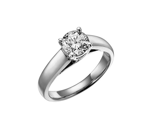 BAGUE STYLE SOLITAIRE EN OR 14K SERTIE D'UN DIAMANT CANADIEN - CR DX208W30 - BIJOUX CANADIEN