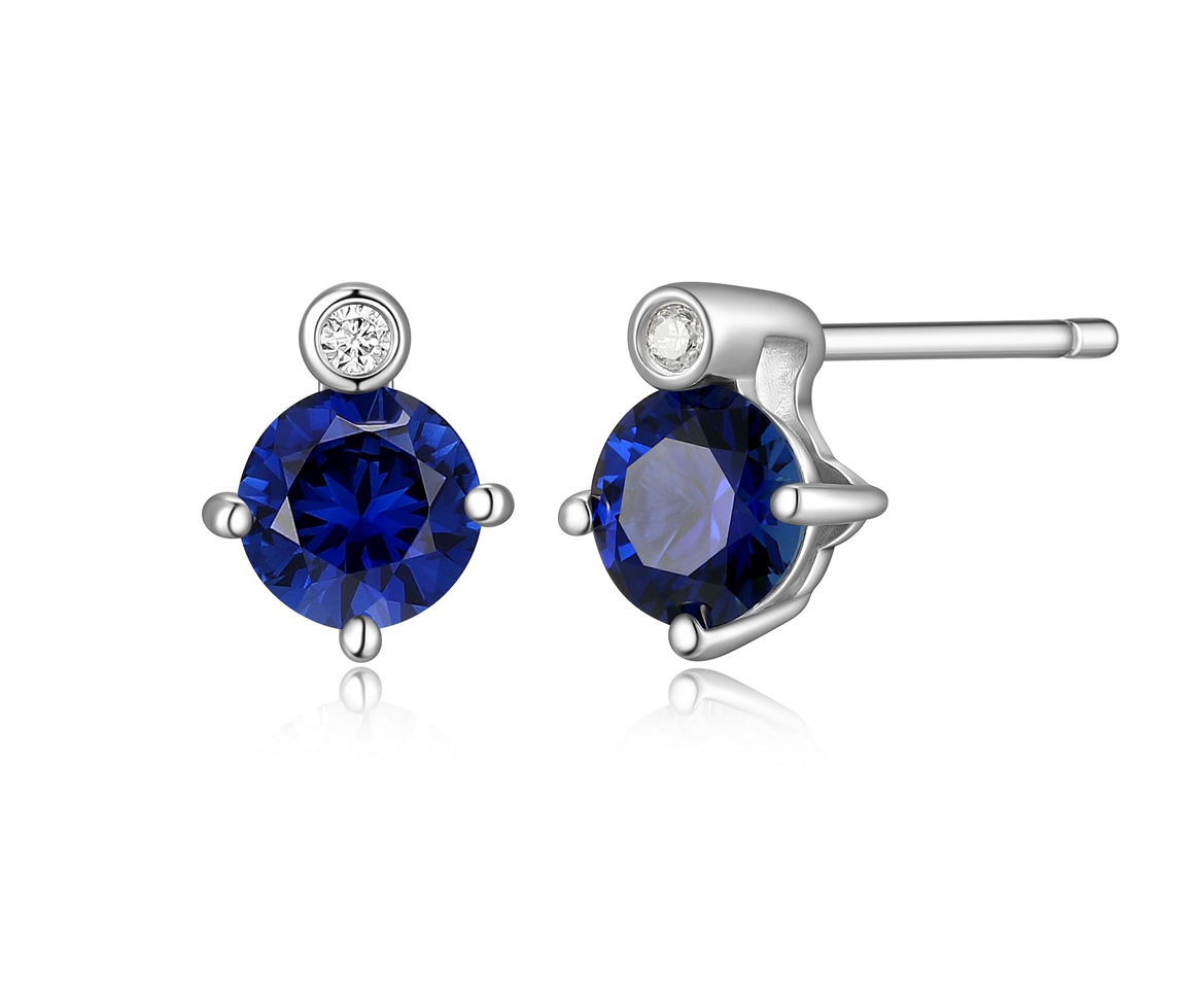 BOUCLES ELLE EN ARGENT RHODIE SERTIES DE PIERRES DE NAISSANCES VARIEES VERITABLES ET DE DIAMANTS DE LABORATIRE - PJ R2LCQ90258 - ELLE