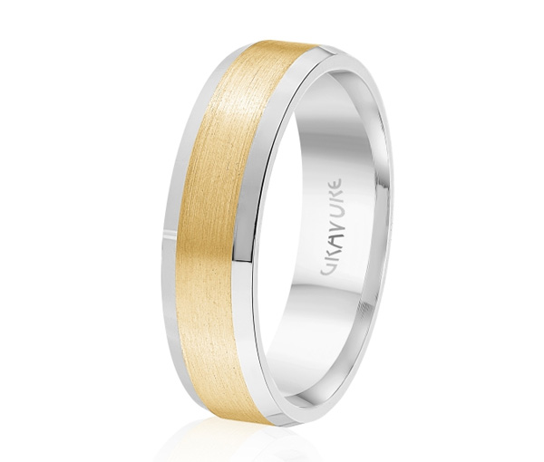 JONC EN OR OU EN PLATINE AVEC MOTIF BROSSÉ AU CENTRE - ML GH925WY14 - MALO 