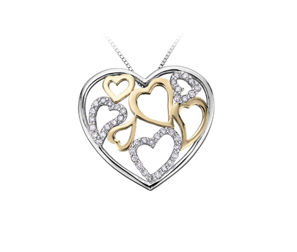 PENDENTIF COEUR EN OR 2 TONS SERTI DE DIAMANTS - CR DD2317Y - BIJOUX CANADIEN