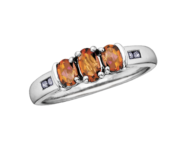 BAGUE EN OR BLANC SERTIE DE PIERRES DE NAISSANCES VARIÉES ET DE DIAMANTS - CR DX267CI - BIJOUX CANADIEN