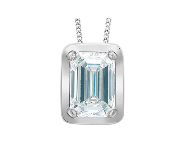 PENDENTIF SOLITAIRE EN OR BLANC SERTI D'UN DIAMANT DE LABORATOIRE - CR 70016 - BIJOUX CANADIEN