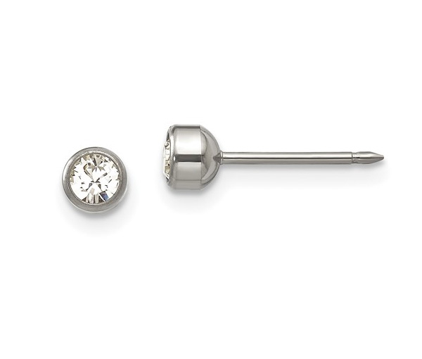 BOUCLES DE PERÇAGE EN TITANE SERTIES DE CUBIQUES ZIRCONIAS - IN 17C - PERÇAGE
