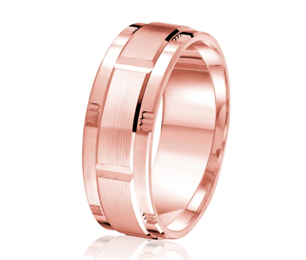 JONC EN OR OU EN PLATINE AVEC MOTIF BLOC ET SATINÉ AU CENTRE - ML GH1453P10 - MALO 