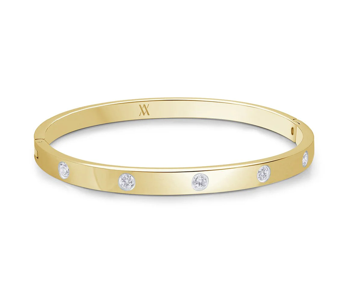 BRACELET BANGLE EN ACIER SERTI DE CUBIQUES ZIRCONIAS - IG SWBG114GO - VELORIA