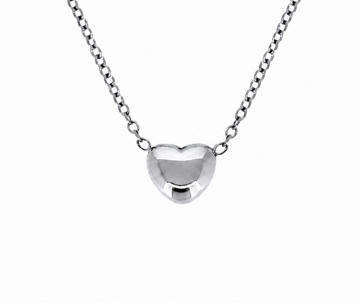 COLLIER COEUR BOMBÉ - IG SWN136 - MINI-VÉLORIA
