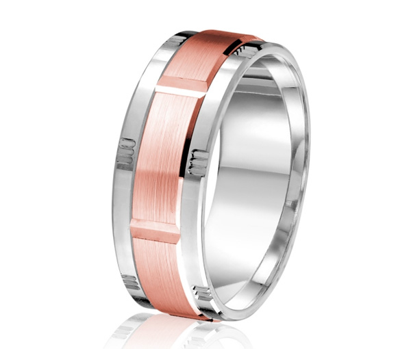 JONC EN OR OU EN PLATINE AVEC MOTIF BLOC ET SATINÉ AU CENTRE - ML GH1453WP18 - MALO 