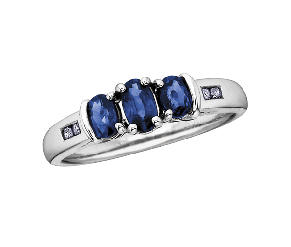 BAGUE EN OR BLANC SERTIE DE PIERRES DE NAISSANCES VARIÉES ET DE DIAMANTS - CR DX267SA - BIJOUX CANADIEN