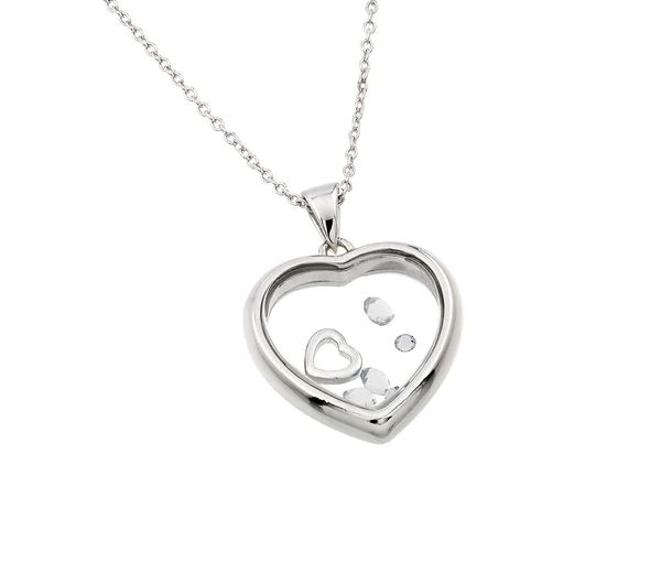COLLIER COEUR CHOPARD EN ARGENT RHODIÉ SERTI DE PIERRES DE COULEURS VARIÉES - SP STP0146904 - BIJOUX D'IMPORTATION