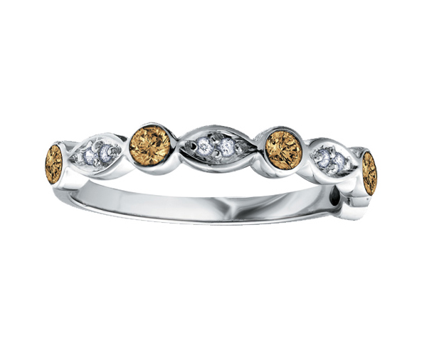 JONC EN OR BLANC SERTI DE PIERRES DE COULEURS VARIÉES ET DE DIAMANTS - CR DX463WBR - BIJOUX CANADIEN