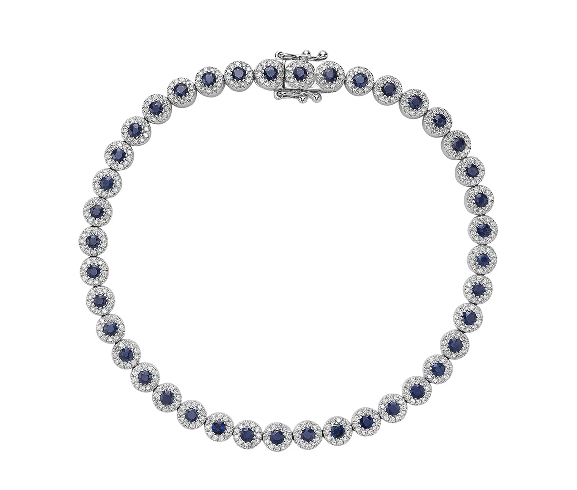BRACELET TENNIS MARTINI EN OR BLANC SERTI DE RUBIS, ÉMERAUDES OU SAPHIRS ET DIAMANTS - BR 0404MCBS - Bijoux d'importation