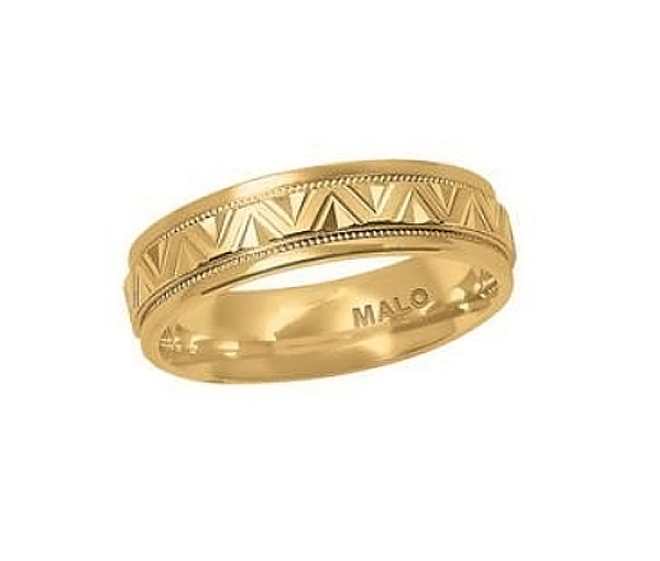 JONC EN OR TAILLÉ DIAMANT CONFORT FIT À MOTIF EN V - ML JM212/6Y - MALO 
