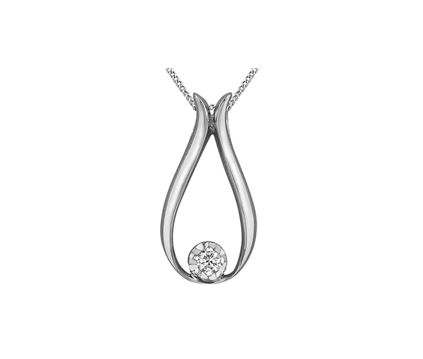 PENDENTIF EN OR 10K SERTI D'UN DIAMANT CANADIEN - CR AM535W - DIAMANT CANADIEN