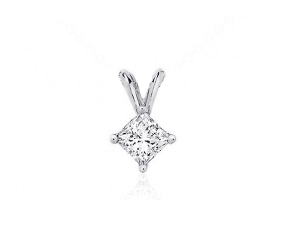 PENDENTIF SOLITAIRE EN OR JAUNE OU BLANC SERTI D'UN CUBIQUE ZIRCONIA PRINCESSE - MB PCZP10W - BIJOUX D'IMPORTATION
