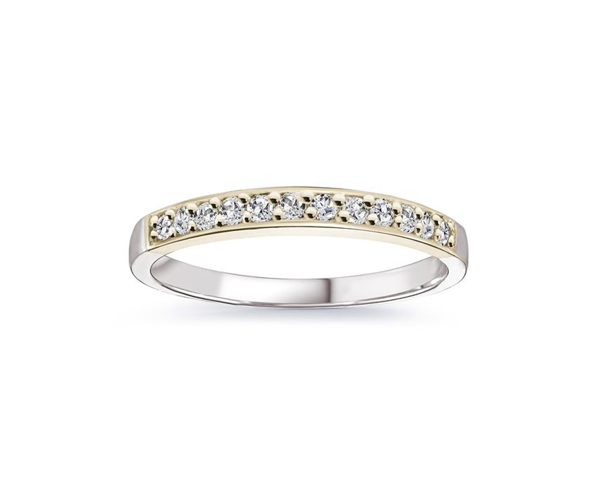 JONC SEMI-ÉTERNITÉ EN OR 14K 2 TONS SERTI DE DIAMANTS - ML FDC115BWY - MALO 