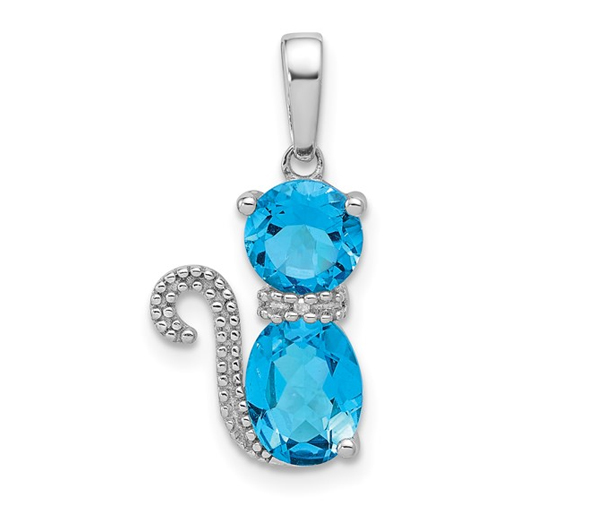 PENDENTIF CHAT EN ARGENT RHODIÉ - QG QP4551BT - IMPORTATION
