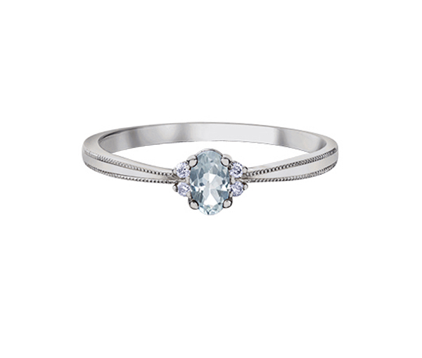 BAGUE EN OR AVEC PIERRE DE NAISSANCE - CR DX896WWT - BIJOUX CANADIEN